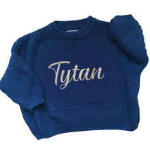 Load image into Gallery viewer, Personalised Knitted Jumper | Navy Blue