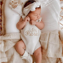 Load image into Gallery viewer, I'm Here Baby Romper | White