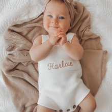 Load image into Gallery viewer, Personalised Baby Name Romper | White