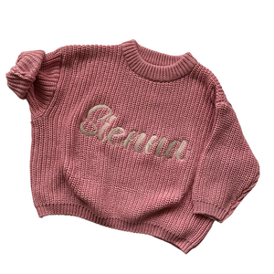 Personalised Knitted Jumper | Blush Pink