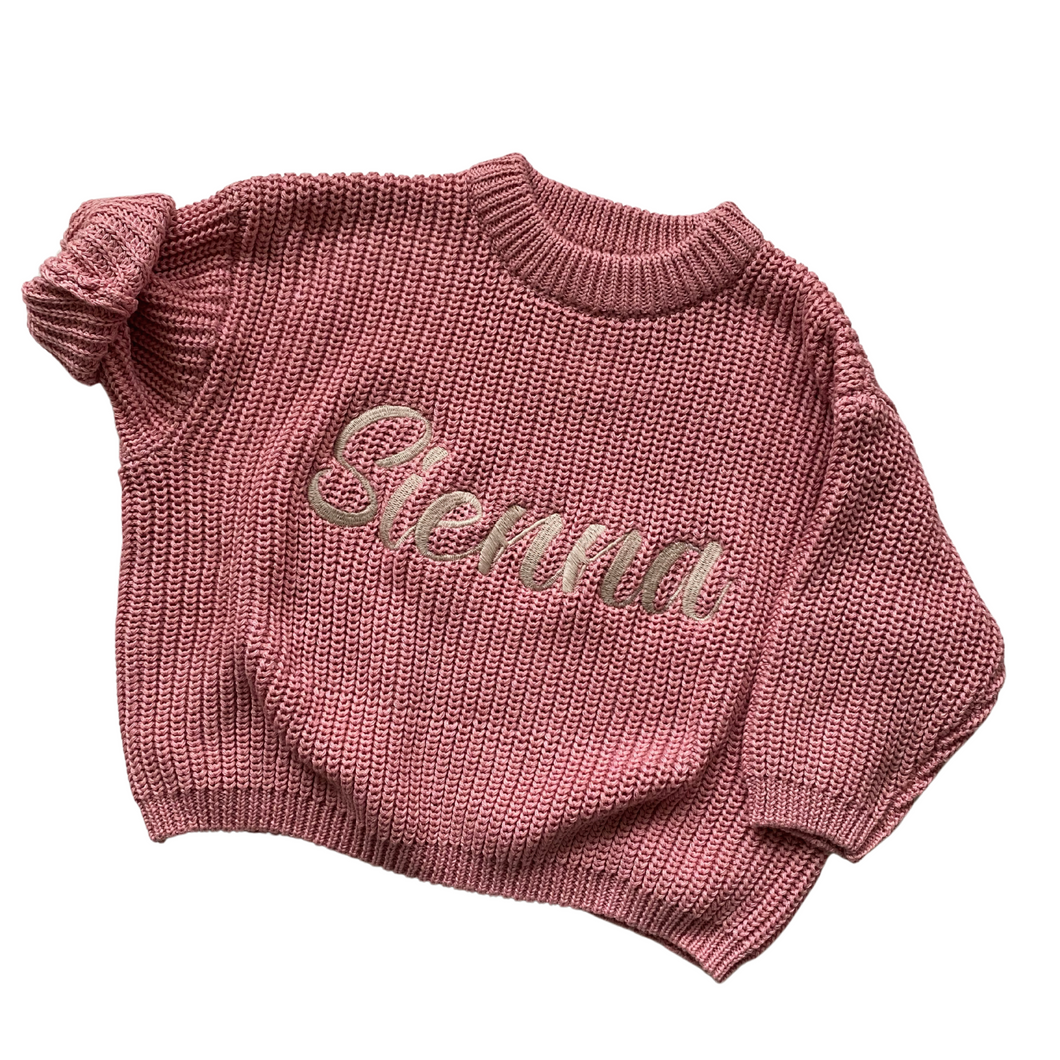 Personalised Knitted Jumper | Blush Pink