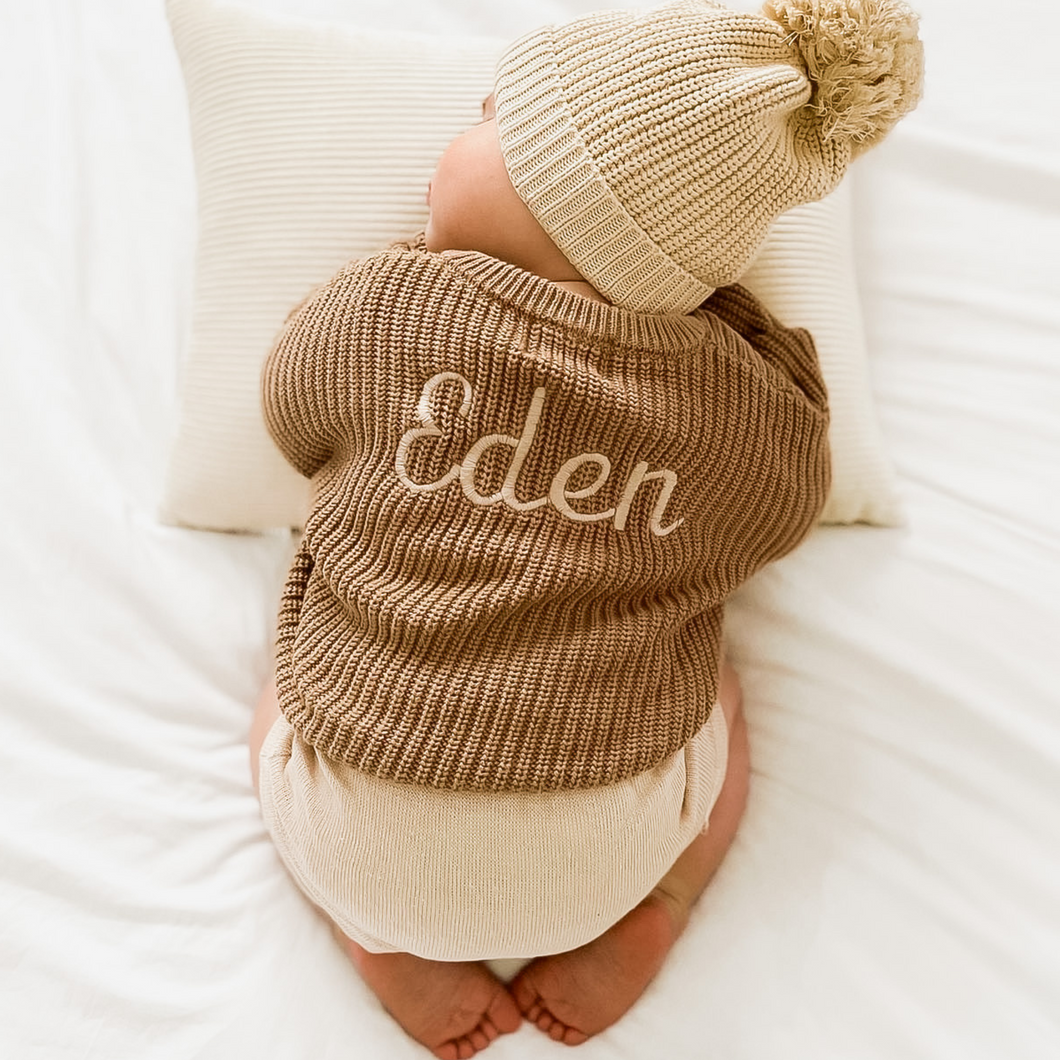 Personalised Knitted Jumper | Caramel