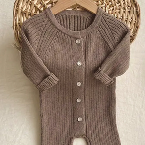 Personalised Knitted Romper | Chocolate